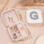 Personalised Jewellery Box with Glitter Letter Christmas Gift Birthday Gift Bridesmaid Gift for Her