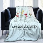 Couverture en Flanelle Personnalisée avec 1-18 Noms de Famille et Fleur de Naissance Cadeau pour Mère ou Grand-mère