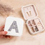 Personalised Jewellery Box with Glitter Letter Christmas Gift Birthday Gift Bridesmaid Gift for Her