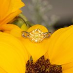 Personalised Sunflower Birthstone Ring Gift for Her