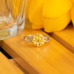 Personalised Sunflower Birthstone Ring Gift for Her