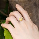 Personalised Sunflower Birthstone Ring Gift for Her