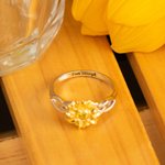 Personalised Sunflower Birthstone Ring Gift for Her