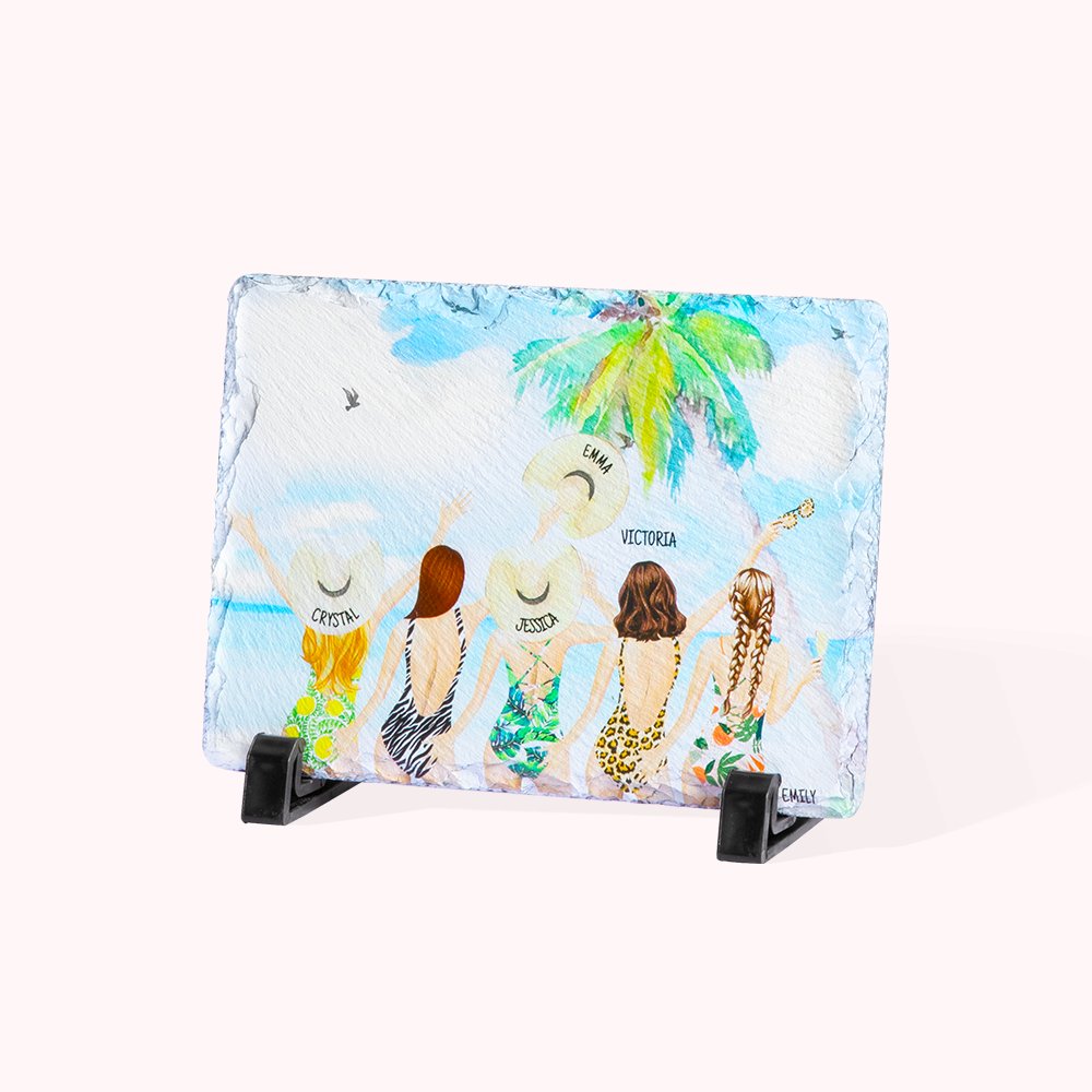 Pesonalized Besties' Back Beach Holiday Style Rechteck Schiefer Plaque