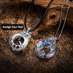 Personalised Dragon Circle Necklace with Engraving Text Adorned with Crystal