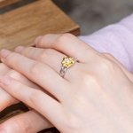 Personalised Sunflower Birthstone Ring Gift for Her