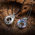 Personalised Dragon Circle Necklace with Engraving Text Adorned with Crystal