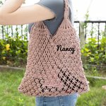 Sac de Plage Tissé en Corde Personnalisé avec Nom Cadeau Voyage Mariage pour Femmes Demoiselle d'Honneur