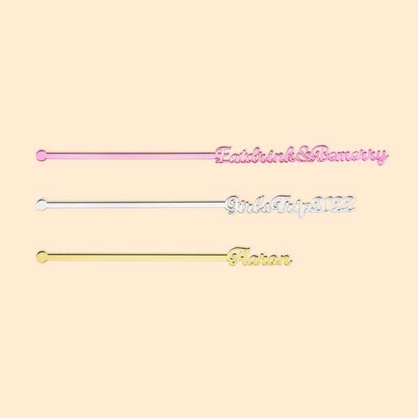 Personalised Wedding Party Centrepiece Acrylic Name Drink Stir Sticks 5 Pcs