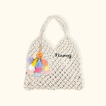 Sac de Plage Tissé en Corde Personnalisé avec Nom Cadeau Voyage Mariage pour Femmes Demoiselle d'Honneur