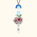 Personalised Apple Aromatherapy Pendant with ID Holder Rainbow Beaded Lanyard