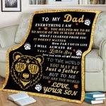 Personalized To My Dad You Are The World Bear Soft Fleece Blanket with Names Father's Day Birthday Gift for Him