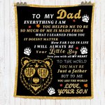 Personalized To My Dad You Are The World Bear Soft Fleece Blanket with Names Father's Day Birthday Gift for Him