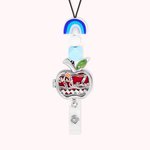 Pendentif d'Aromathérapie Pomme Personnalisé avec Porte Carte d'Identité Lanyard en Perles Arc-en-ciel