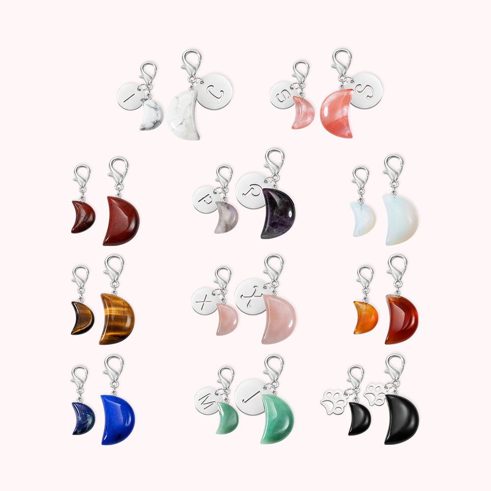 Personalisierte Haustier Halsband Mond Kristall Charme