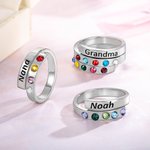 Personalised Birthstone Wrap Stacking with Platinum Plated Ring for Grandma Mom Nana