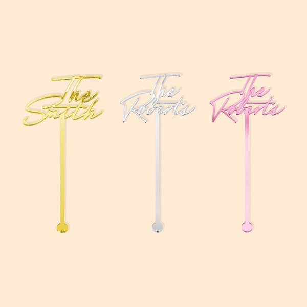 Personalised Party Centrepiece Acrylic Name Drink Stir Sticks 5 Pcs