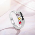 Personalised Birthstone Wrap Stacking with Platinum Plated Ring for Grandma Mom Nana