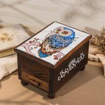 Boîte à bijoux vintage en bois personnalisée avec hibou majestueux, miroir et tiroir