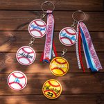 Porte-clés Personnalisé avec Nom et Numéro Breloque Baseball Softball Accessoire pour Maman Sportive Cadeau pour Amoureux du Jeu de Balle