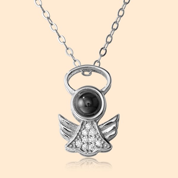 Gepersonaliseerde foto projectie 100 talen ik hou van je projectie Guardian Angel Wing ketting