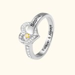 Personalisierte Sterling Silber Herz eingraviert Name und Birthstone Ring für Frauen