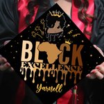Personalised Black Excellence Grad Cap Topper Decoration