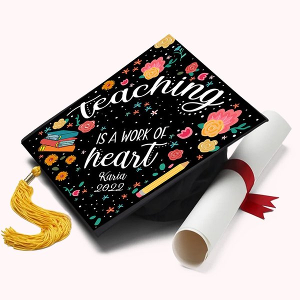 Personalisierte Lehre ist ein Werk des Herzens Grad Cap Topper Dekoration