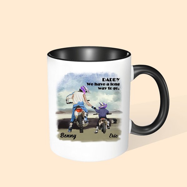 Personlig motorsykkel far og barn 11oz krus med navn tekst bursdag farsdag gave til pappa barn