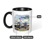 Personlig motorsykkel far og barn 11oz krus med navn tekst bursdag farsdag gave til pappa barn