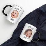 Mug Personnalisé avec Photos des Bébés et Noms Cadeau Anniversaire Fête pour Papa Maman Famille