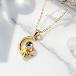 Personalized 100 Languages I love You Projection Moon and Astronaut Necklace Photo Projection