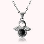 Personalized Photo Projection 100 Languages I Love You Projection Little Angel Wing Necklace