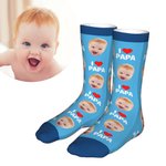 Chaussettes Longues Personnalisées avec Photo de Visage d'Enfant Drôle Cadeau de Fête des Pères pour Meilleur Papa