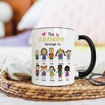 Mug Familial en Céramique Personnnalisé avec Dessin et Nom des Enfants Thème This Daddy Belongs To Cadeau Fête des Pères pour Homme