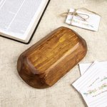Bol à prière en pin personnalisé Bol à pâte Croix Cadeaux religieux Livré avec 24 cartes de bénédiction