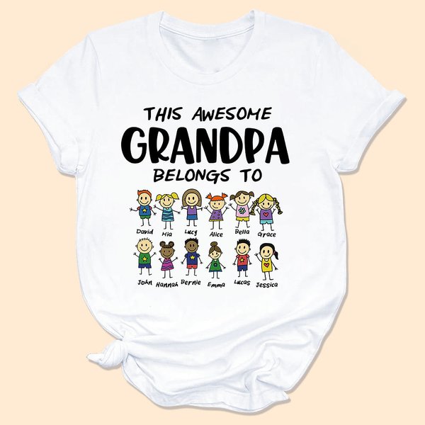 Personalized This Awesome Belongs to T-shirt with Kids Name for Family Gift