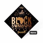 Personalised Black Excellence Grad Cap Topper Decoration