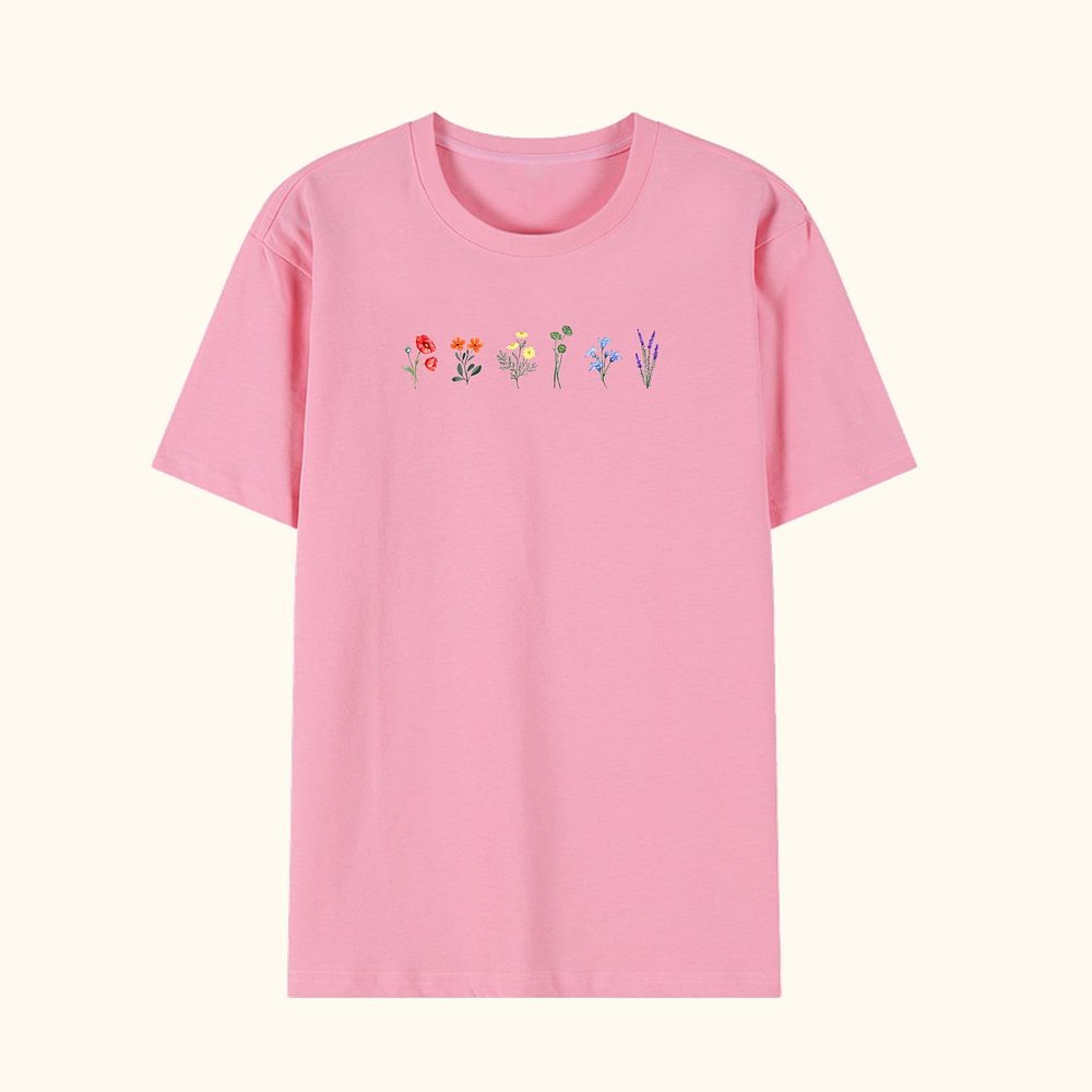 Personalisierte LGBT Stolz Wildblumen Regenbogen Unisex T-Shirt