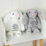 Personlig mjuk bomull fylld kanin plysch trösta leksak med text påsk Keepsake present till barn