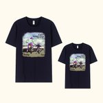 Personalized Motorcycle Helmet Father and Kid 100% Cotton T-shirt with Name Father's Day Gift for Dad Kid