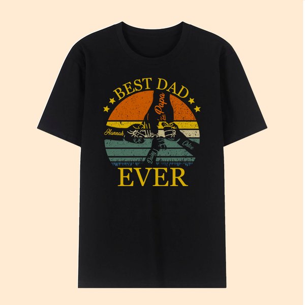 T-shirt personnalisé avec les noms du père et des enfants Cadeau de fête des pères pour papa