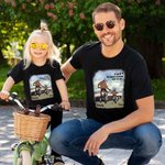 Personalized Motorcycle Helmet Father and Kid 100% Cotton T-shirt with Name Father's Day Gift for Dad Kid