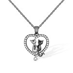 Personalized Heart Shape Two Cats Necklace Gift for Her