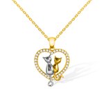 Personalized Heart Shape Two Cats Necklace Gift for Her