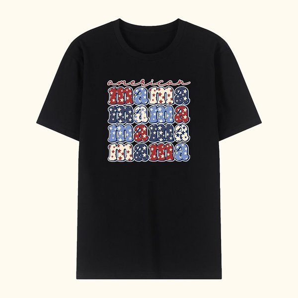 Personlig American Mama Independence Day 4 juli Patriotisk T-shirt