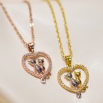 Personalized Heart Shape Two Cats Necklace Gift for Her