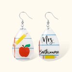 Personalize Acrylic Dangle Earrings with Name Teacher Appreciation Gift for Her
