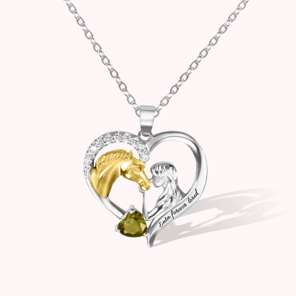 Personalisierte Pferd mit Mädchen Herzform Anhänger Halskette Geschenke für sie