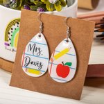Personalize Acrylic Dangle Earrings with Name Teacher Appreciation Gift for Her